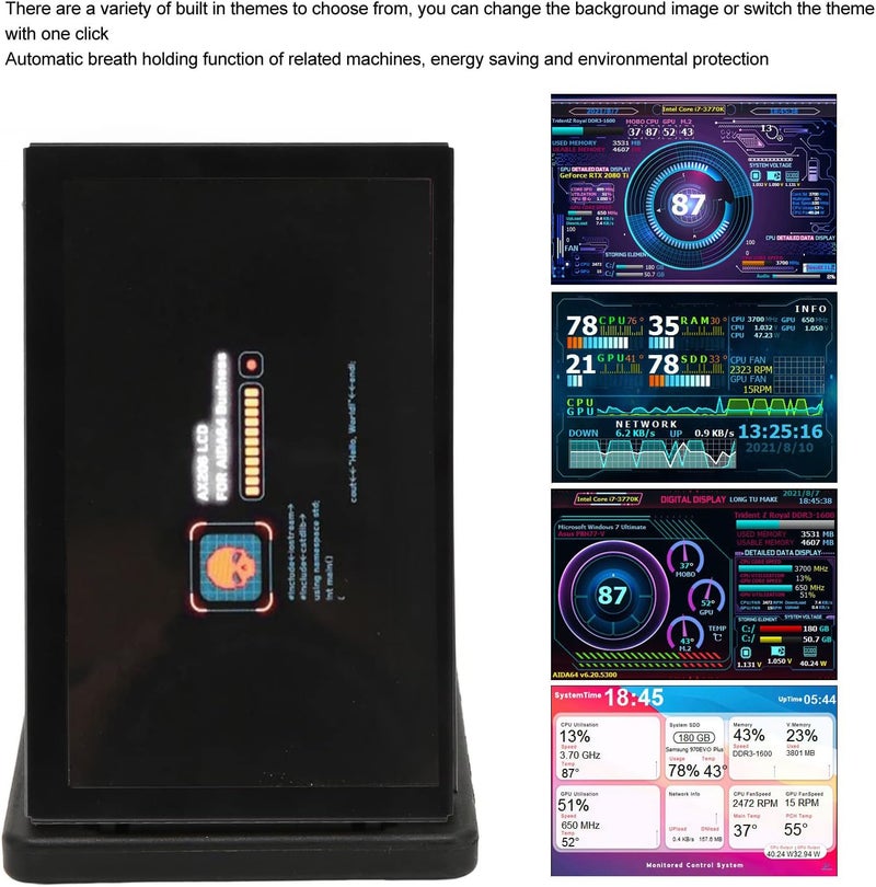 Dilwe 5 inch IPS USB Mini Screen, AIDA64 PC CPU HDD Data Monitor for Aida64 PC CPU Monitor GPU Fan Speed Computer Temperature Memory Sub Display, Visual Theme Editor(5.0inch B) - Image 3